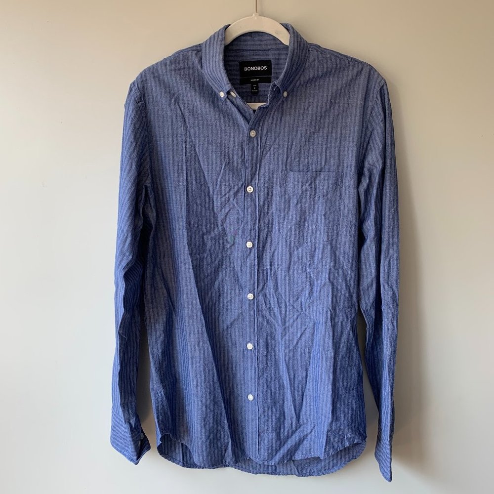 Bonobos Blue Striped Casual Button-Down Shirt